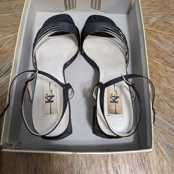 KF Ltd strappy black satin sandals Women's 8 - Picture 9 of 9